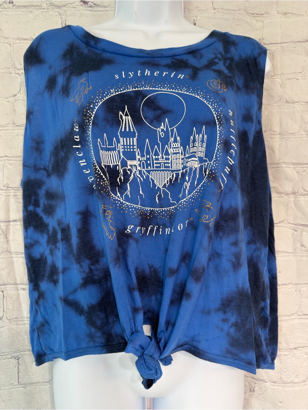 Blue Tie-Dye Harry Potter Tank Top - Slytherin & Gryffindor Graphic 2XL